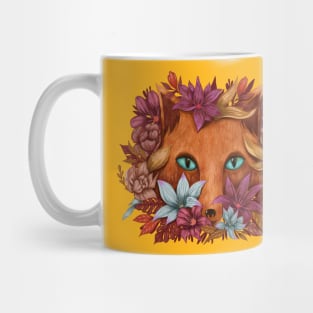 fox flowers hand drawn Mug